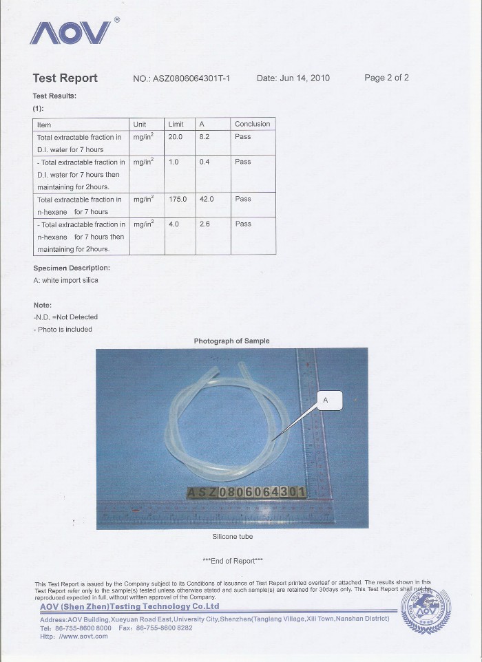 Report (silicone tube) - Click to enlarge